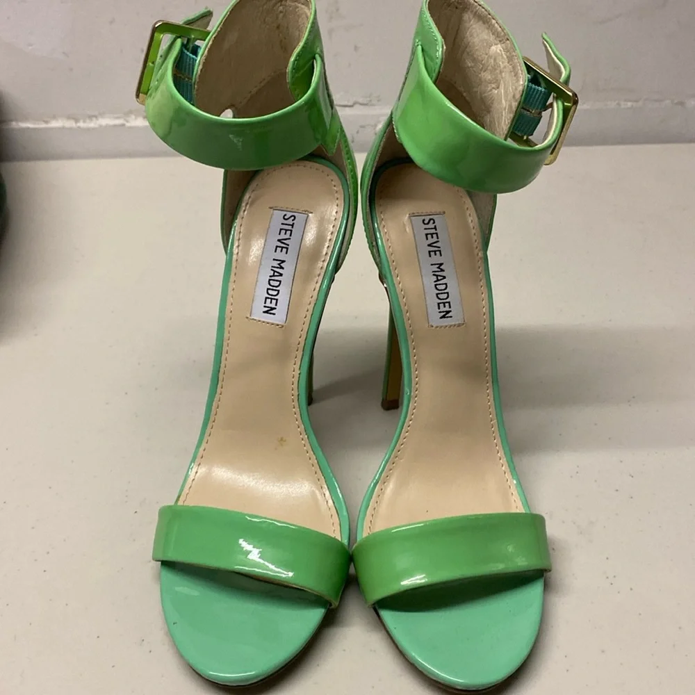 Steve Madden Women's Mint Green Patent Ankle-Strap Heels